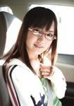  glasses hamada_shoko highres jacket photo tank_top 