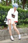  ayanami_rei blue_hair cosplay fox_mask highres iori japanese_clothes kimono mask neon_genesis_evangelion photo yukata 