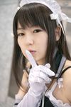  azumo_yuiko cosplay elbow_gloves gloves highres kore_ga_watashi_no_goshujin-sama kurauchi_anna maid maid_apron maid_uniform photo ribbon ribbons 