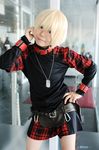  belt belts blonde_hair cosplay minase_risa photo plaid rin_(character) shorts togainu_no_chi 