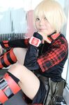  belt belts blonde_hair boots cosplay minase_risa photo plaid rin_(character) shorts togainu_no_chi 