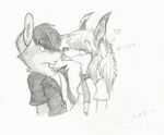  &hearts; &lt;3 anarchy black_and_white couple cute eyewear female glasses greyscale licking male marffydog monochrome necklace necktie shocked sketch tongue 