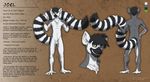  balls black_hair fadzai front fur green_eyes grey_fur hair hupakko joel_the_lemur lemur long_tail male mammal model_sheet necklace nude primate ringtail ringtailed_lemur solo standing tail white_fur 