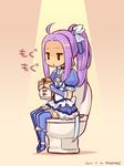  blue_choker blue_footwear blue_skirt boots choker cure_beat dress eating food frills hair_ornament kurokawa_eren long_hair magical_girl panties precure purple_hair seiren_(suite_precure) shigatake sitting skirt solo suite_precure thigh_boots thighhighs toilet toilet_use underwear 