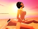  beach breasts cumming eyes_closed female hairband handjob male nude ocean on_back outdoors penis scout&#039;s_mom_(team_fortress_2) sitting spy_(team_fortress_2) sunset team_fortress_2 unknown_artist valve 
