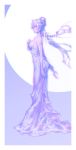  artist_name barachan bare_shoulders bishoujo_senshi_sailor_moon breasts collarbone double_bun dress full_body highres large_breasts long_hair monochrome profile queen_serenity sideboob solo strapless strapless_dress twintails very_long_hair white_hair 