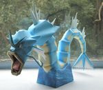  absurd_res blue fangs feral gyarados hi_res jewzeepapercraft nintendo open_mouth papercraft pok&#233;mon pok&eacute;mon real solo tongue video_games water 