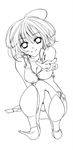  breasts cleavage greyscale high_heels highres lineart looking_at_viewer medium_breasts meiko monochrome pointing shoes short_hair smile solo suzumori_ayato vocaloid 
