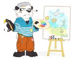  &lt;3 alpha_channel artist barefoot bear creating_art dripping hat hoodie male mammal paint painting palette panda solo super-tuler tail tairu toast 