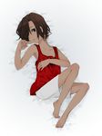  1boy bed brown_hair child dark_skin hair_over_one_eye ikezawa_kazuma laying lying short_hair shota summer_wars 