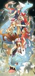  5girls blue_(pokemon) dragonair gyarados haruka_(pokemon) highres hikari_(pokemon) hyarados kotone_(pokemon) leaf_(pokemon) multiple_girls poke_ball pokemon pokemon_(game) pokemon_black_and_white pokemon_bw pokemon_diamond_and_pearl pokemon_dppt pokemon_firered_and_leafgreen pokemon_heartgold_and_soulsilver pokemon_hgss pokemon_rgby pokemon_rse pokemon_ruby_and_sapphire touko_(pokemon) 