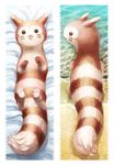  cute facial_markings ferret furret hindpaw long_tail looking_at_viewer looking_back lying mammal markings mustelid nintendo on_back open_mouth paws pok&#233;mon pok&eacute;mon sheets smile uniuni0910 video_games 