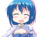  blue_hair blush cape closed_eyes geetsu gloves magical_girl mahou_shoujo_madoka_magica miki_sayaka short_hair smile solo 