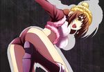  ass boots breasts brown_hair hat koga_itami large_breasts medaka_box solo soritari yellow_eyes 