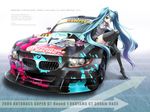  aqua_eyes aqua_hair black_legwear bmw bmw_z4 car english goodsmile_company ground_vehicle hatsune_miku highres itasha legs long_hair motor_vehicle necktie skirt takitsume_shino thighhighs twintails very_long_hair vocaloid 