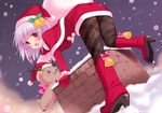  animal blush christmas original pan_(mimi) pink_hair snow stars 