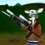  cervine deer gun hat male mammal ranged_weapon redneck solo stanwooz tail unknown_artist weapon 