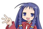  :3 :d ahoge ayase_yue bad_hands blazer blush braid hair_ribbon jacket kasuga_yukihito long_hair long_sleeves looking_at_viewer lucky_star mahora_academy_middle_school_uniform mahou_sensei_negima! open_mouth parody purple_eyes purple_hair red_jacket red_ribbon ribbon school_uniform shiny shiny_hair simple_background smile solo straight_hair twin_braids upper_body vector_trace very_long_hair white_background 