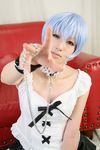  ayanami_rei blue_hair cosplay frills highres lace leash neon_genesis_evangelion photo red_eyes ruffles saya saya_(cosplayer) 