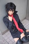  ari_(model) blue boots cosplay hige highres necktie overcoat photo tagme_character tagme_series thigh_boots thighhighs tie wolf wolf's_rain 