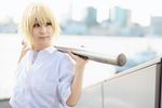  amamiya_laiko baseball_bat blonde_hair cosplay higurashi_no_naku_koro_ni houjou_satoshi photo school_uniform serafuku 