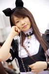  apron cat_ears collar cosplay highres leash maid maid_apron maid_uniform photo pochi_(model) 
