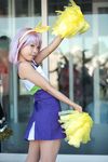  bow cheerleader cosplay hair_bow hairbow highres hiiragi_tsukasa lucky_star maritsuki_haru photo pom_poms purple_hair 