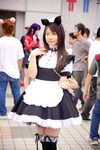  apron cat_ears collar cosplay highres leash maid maid_apron maid_uniform photo pochi_(model) thigh-highs thighhighs 