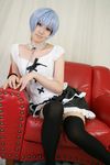  ayanami_rei blue_hair cosplay frills highres lace leash neon_genesis_evangelion photo red_eyes ruffles saya saya_(cosplayer) thigh-highs thighhighs zettai_ryouiki 