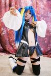  arc_system_works blue_hair boots breasts cosplay dizzy garters guilty_gear highres kabura_hitori_(model) midriff photo thigh-highs thighhighs twintails under_boob underboob 