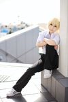  amamiya_laiko blonde_hair cosplay highres higurashi_no_naku_koro_ni houjou_satoshi photo school_uniform serafuku 
