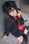  ari_(model) blue boots cosplay hige highres necktie overcoat photo tagme_character tagme_series thigh_boots thighhighs tie wolf wolf's_rain 