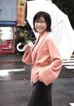 cardigan denim_skirt glasses highres ono_mayumi photo umbrella 