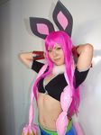  animal_ears bunny_ears cosplay croptop getsumento_heiki_miina kohina midriff photo purple_hair shiwasu_mina shorts 