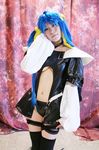  arc_system_works blue_hair boots breasts cosplay dizzy garters guilty_gear highres kabura_hitori_(model) midriff photo thigh-highs thighhighs twintails under_boob underboob 