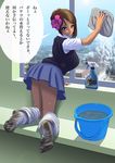  brown_hair cleaning dark_skin dirty_feet dirty_socks feet footwear pii pii_(taromura) pov_feet smell smelly_feet smile socks soles stinky_feet translated translation_request 