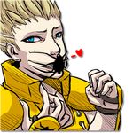  1boy blonde_hair blue_eyes bondage character_request face galerians galerians:_ash heart looking_at_viewer male male_focus pet short_hair smile solo spider spider_(galerians) transparent_background video_game 