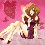  brown_eyes brown_hair dress fujiko_mine lupin_iii mine_fujiko shoe_dangle tms_entertainment 