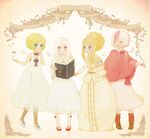  albino artemisia bad_id bad_pixiv_id bangs bare_shoulders blonde_hair blue_eyes book boots bow braid child closed_eyes doll dress el_(sound_horizon) elisabeth_von_wettin elysion green_eyes hair_bow holding holding_book ido_e_itaru_mori_e_itaru_ido long_hair lost-ko marchen mary_janes moira multicolored_hair multiple_girls open_book open_mouth pantyhose pink_hair ponytail red_eyes red_footwear shawl shoes short_hair short_hair_with_long_locks side_braid sidelocks single_braid sleeveless smile socks sound_horizon streaked_hair two-tone_hair white_dress white_hair white_legwear younger yujup 