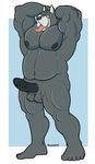  balls boxer canine chubby erection houndgrey male muscles nipples penis plain_background solo standing wrestler 