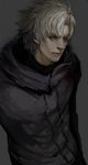  ao666 fate/zero fate_(series) grey hood hoodie male_focus matou_kariya muted_color realistic solo white_hair 