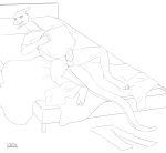  2018 anthro balls belly big_belly bottomless clothed clothing digital_media_(artwork) dragon erection hi_res inside levy_(longlevy) longlevy lying male male_pred masturbation monochrome on_back oral_vore penile_masturbation penis reptile scalie signature simple_background sketch solo tongue tongue_out vore white_background 