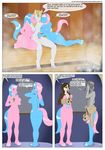  aloe_(mlp) breasts butt canine comic costume dialogue female fog friendship_is_magic lotus_(mlp) male money my_little_pony nipples penis prince_blueblood_(mlp) pussy reveal siblings steam tail threesome twins what 
