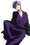  alternate_hair_color fate/zero fate_(series) haori japanese_clothes kimono male_focus matou_kariya purple_eyes purple_hair solo warakusa what_if 