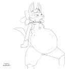  2018 belly big_belly canine digital_media_(artwork) hi_res impregnation longlevy lucario mammal monochrome nintendo pok&eacute;mon pok&eacute;mon_(species) pregnant pussy shugowah_(character) signature simple_background sitting sketch solo tongue tongue_out video_games white_background 