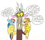  applejack_(mlp) dialog dialogue discord_(mlp) draconequus english_text equine female feral friendship_is_magic group hair horn horse humor male mammal mickeymonster my_little_pony pegasus pony rainbow_dash_(mlp) tail text wings 