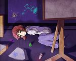  art_brush canvas_(object) easel green_eyes katawa_shoujo olly_(ollycrescent) overalls paint paintbrush red_hair solo tezuka_rin 