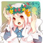  bad_id bad_pixiv_id bug butterfly flower hair_flower hair_ornament head_wreath insect izumi518 jewelry kagerou_project key kozakura_marry long_hair looking_at_viewer necklace open_mouth pink_hair red_eyes solo souzou_forest_(vocaloid) vocaloid 