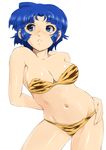  animal_print bikini blue_eyes blue_hair kusuha_mizuha short_hair shu-z solo super_robot_wars swimsuit tiger_print 