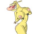  big_breasts blonde_hair bovine breasts butt cartoon cartoon_network cattle cow cow_(character) cow_and_chicken eevo_(author) female hair holding hooves horn huge_breasts long_hair looking_at_the_viewer looking_at_viewer mammal nipples nude pose presenting presenting_breasts presenting_hindquarters short_hair solo tail toony 